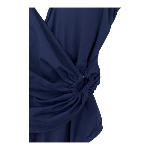 Tommy Bahama Swimsuit Pearl Clara faux wrap one piece navy blue size 4 - Picture 4 of 8